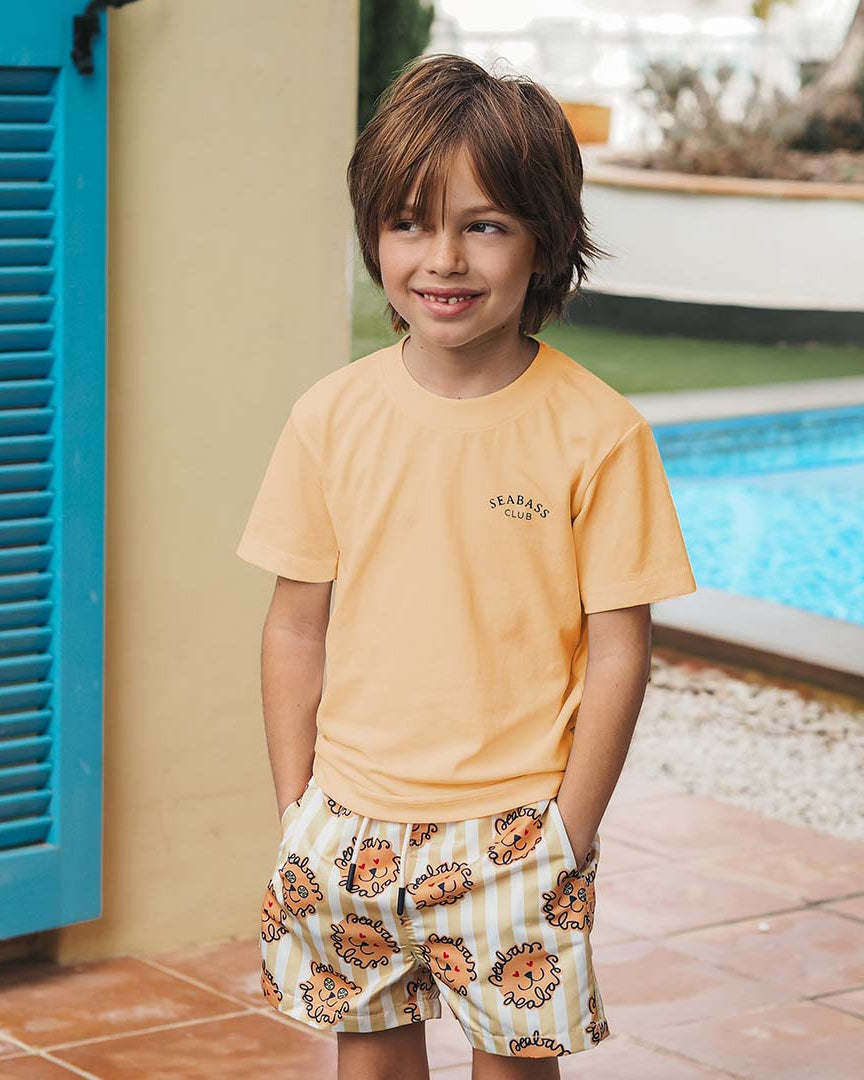 Boys UV Swim Short Leone - lion yellow stripes