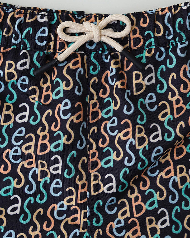 Boy UV Swim Short Hollywood - navy logo print