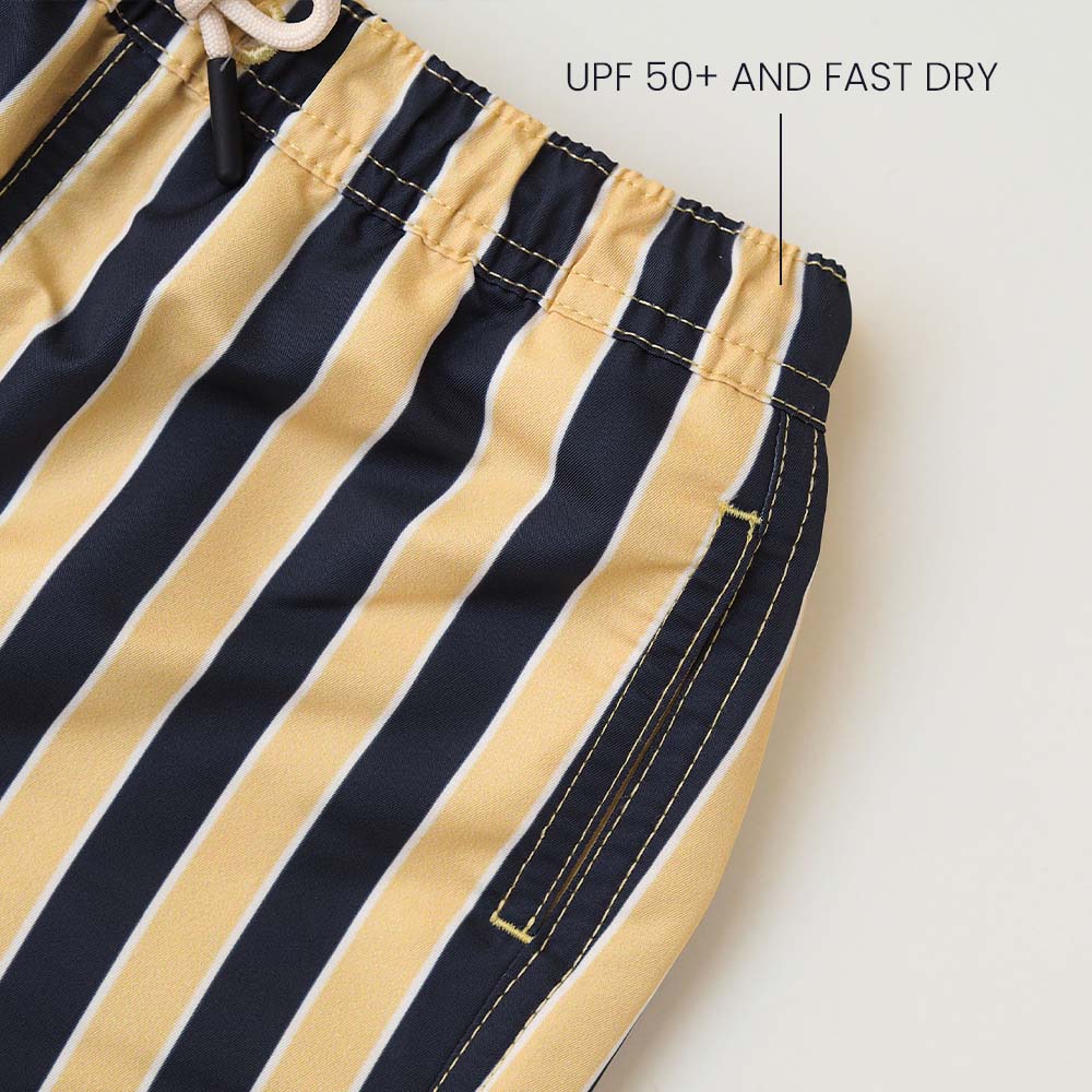 Boy UV Swim Short Sorrento - navy yellow stripes