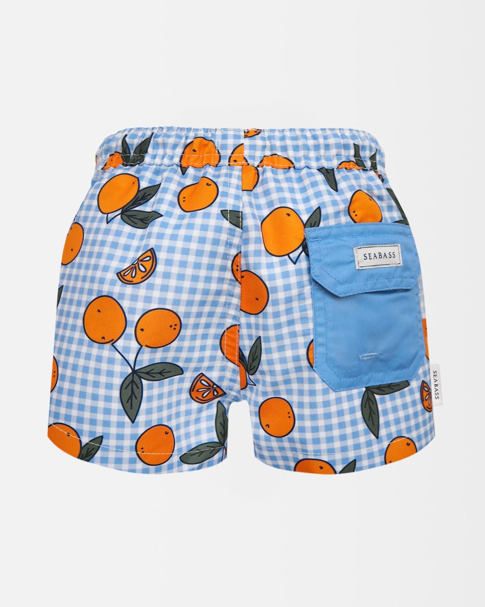 Men UV Swim Short Corsica - orange blue gingham