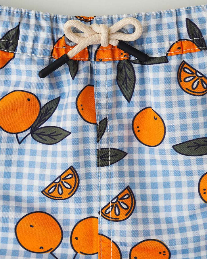 Boys UV Swim Short Corsica - orange blue gingham