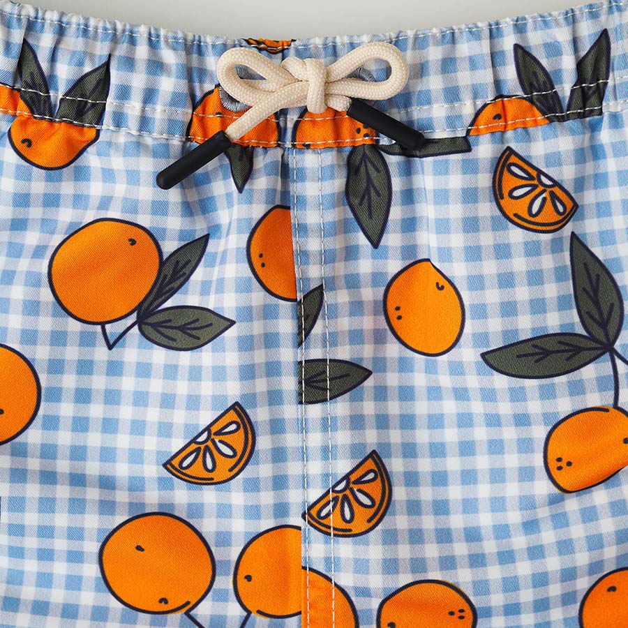 Boy UV Swim Short Corsica - orange blue gingham