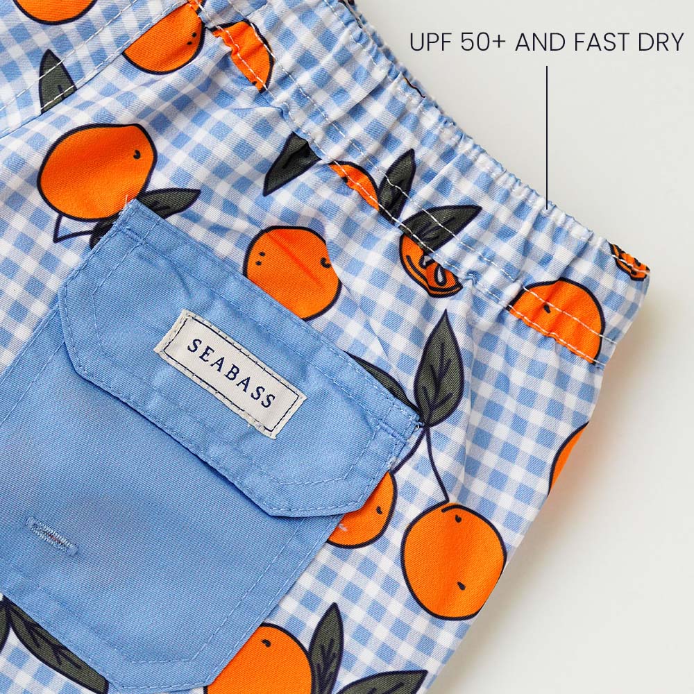 Boy UV Swim Short Corsica - orange blue gingham