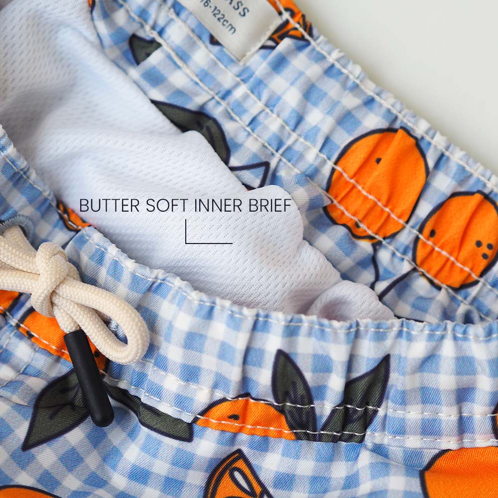 Boy UV Swim Short Corsica - orange blue gingham