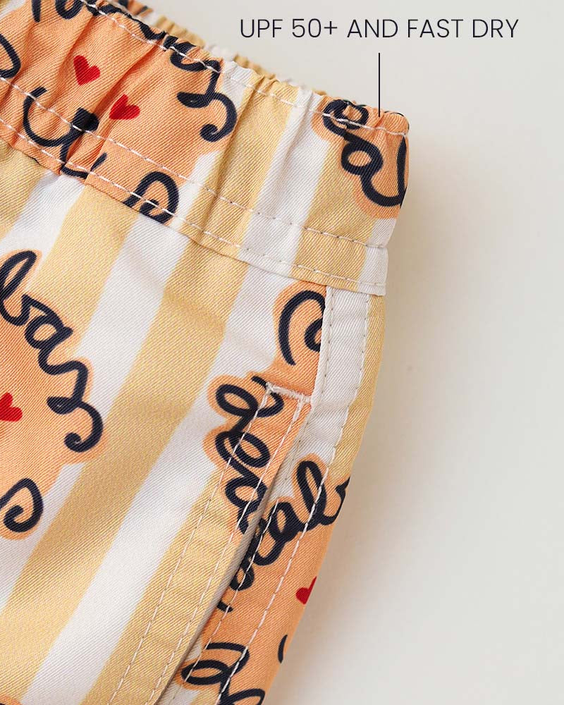 Men UV Swim Short Leone - lion yellow stripes